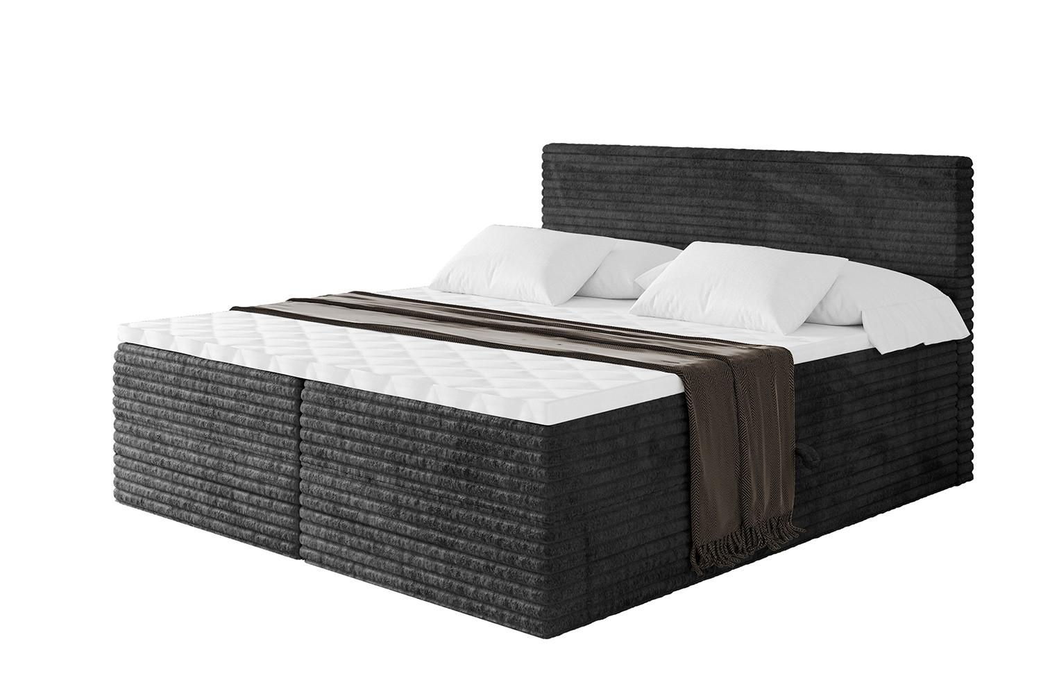 BOXBETT mit Matratze H3 und Lattenrost - TOLO-v1 - 120x200 Cord - Schwarz - Schwarz, Holzwerkstoff (120/200cm)