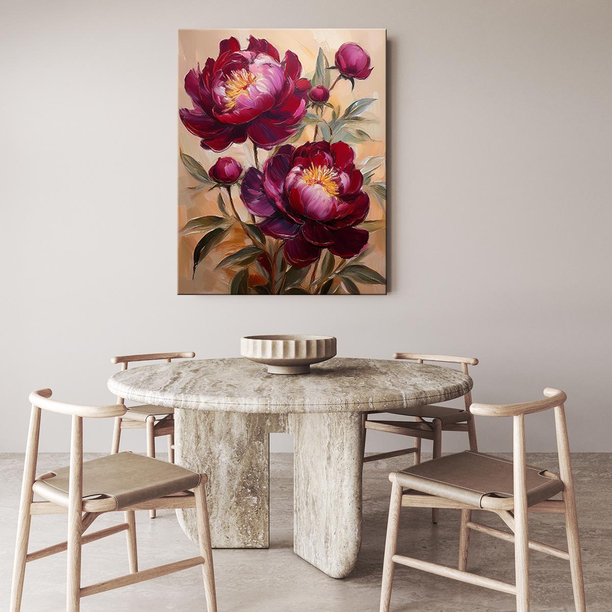 WANDBILD burgunder pfingstrose botanische blume - Rot, Textil (40/60cm) - Feeby
