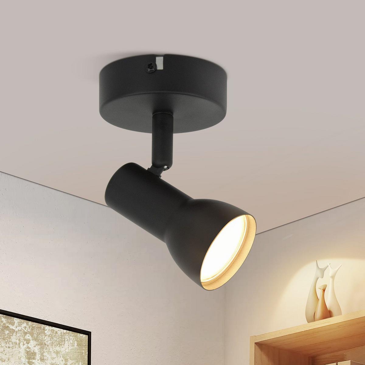 DECKENSTRAHLER Warmeschimmer 1-flammig 13.5/8/9cm - Schwarz, Metall (13.5/8/9cm) - Nettlife
