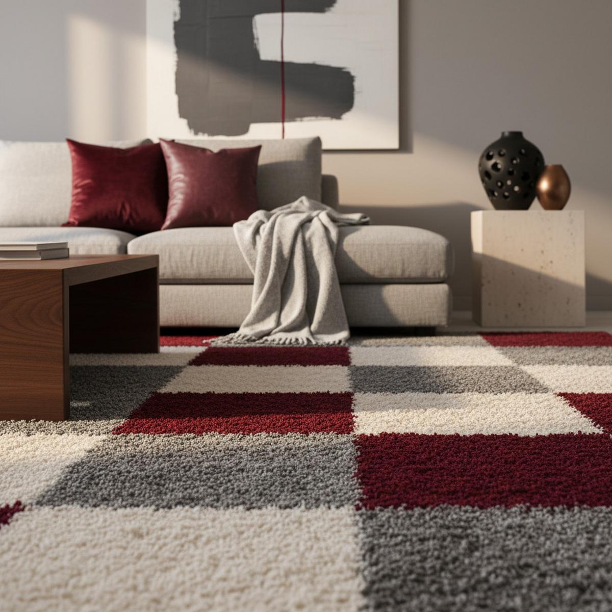 HOCHFLORTEPPICH RHEIN, kariert, Rot, 160 x 230 cm - Rot, Textil (230/160cm) - KADIMA DESIGN