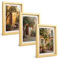 BILDER SET 3er Set - 20x30 cm Goldrahmen - Garten-Zitrus-Sonne - Goldfarben, Kunststoff (20/30cm) - TULUP