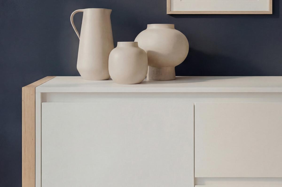 SIDEBOARD weiß, Eiche Artisan 120 x 88 cm, Kommode mit viel Stauraum - Weiß/Eiche Artisan, Holzwerkstoff (120/88/40cm) - Furn.Design