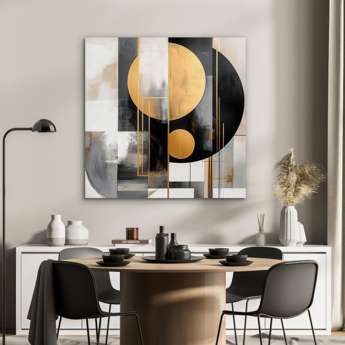 METALLBILD Abstrakt - Gold - Silber - Formen - Ästhetisch - Modern 90x90 cm - Goldfarben, Metall (90/90cm) - MuchoWow