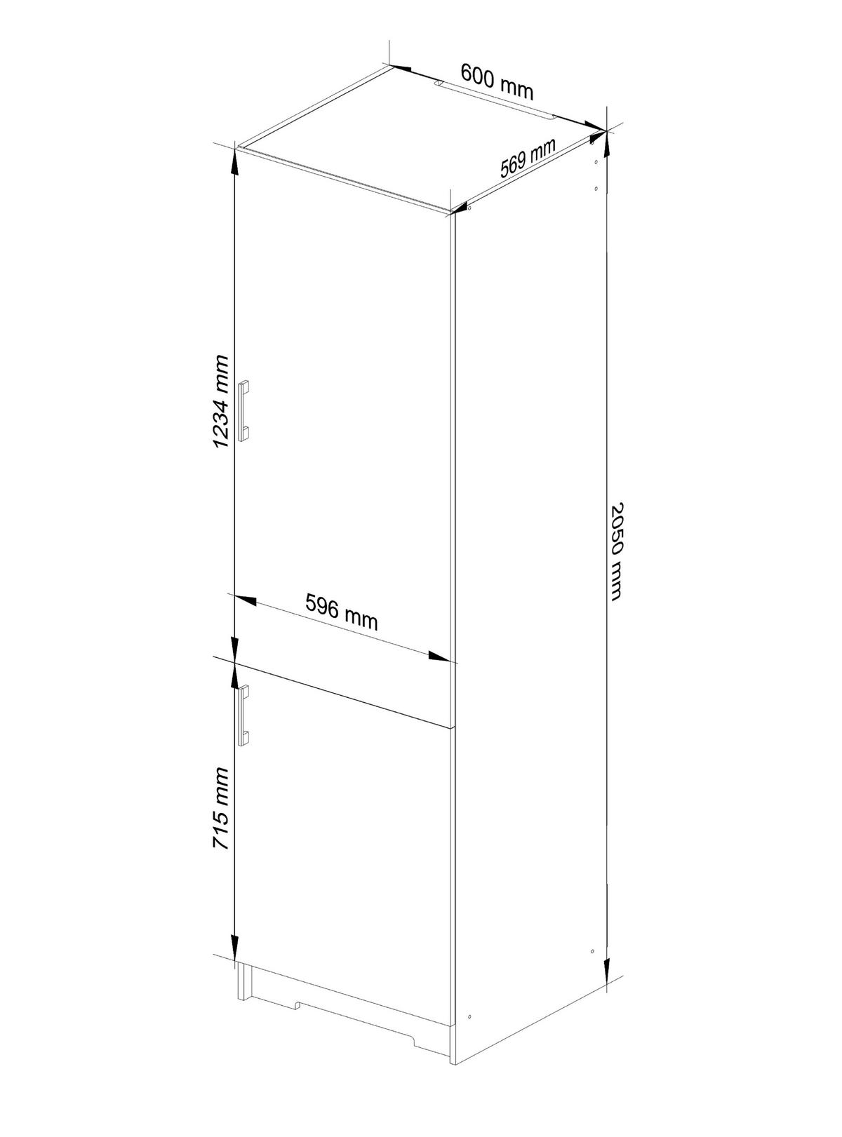 HOCHSCHRANK Weiß, Eiche Sonoma 205/60/55 - Weiß, Holzwerkstoff (60/205/55cm) - RAUMHIRSCH FURNITURE