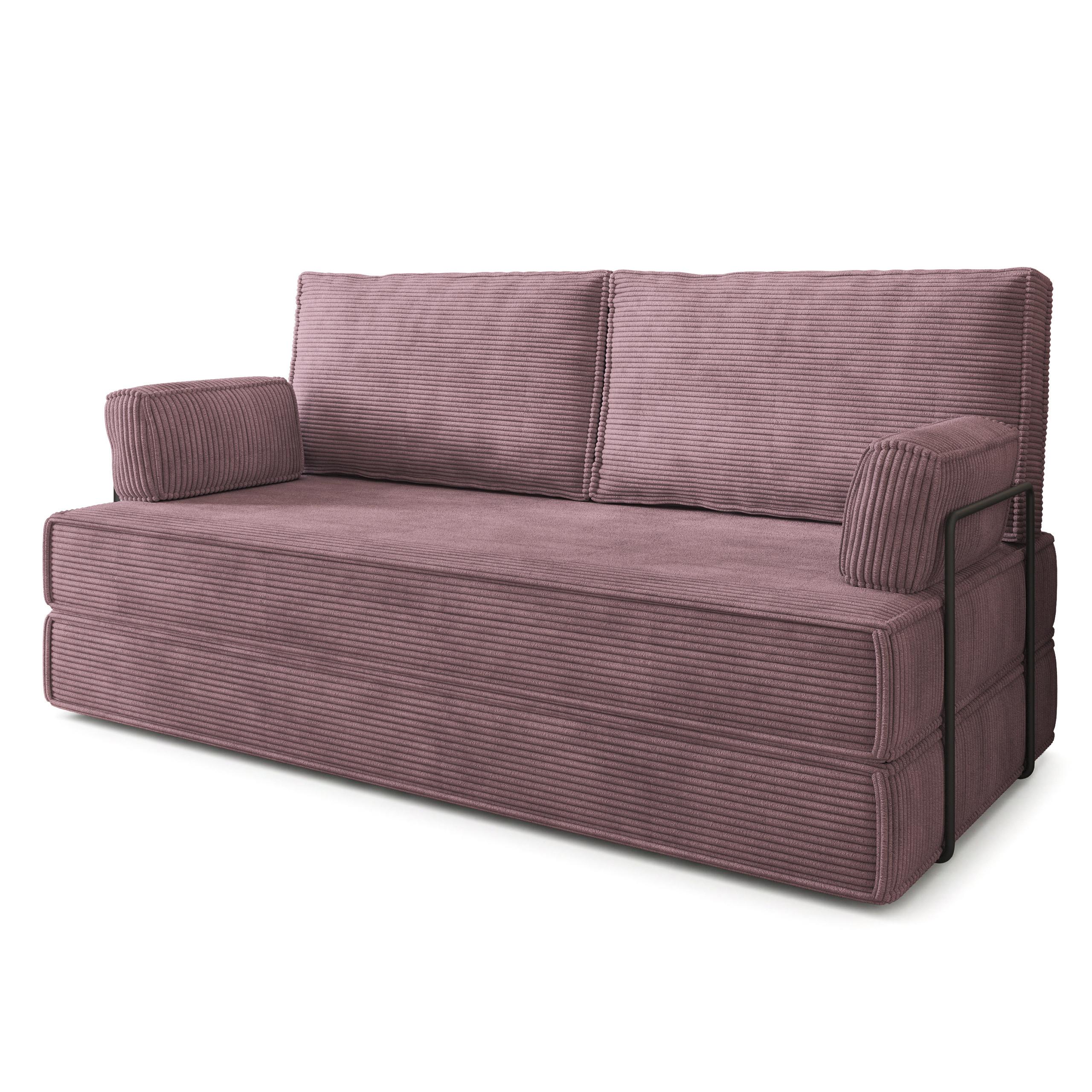 BETTSOFA SILAR aus Schaumstoff Kordstoff Lila Schlaffunktion - Lila, Textil (170/86/80cm) - MASSENO