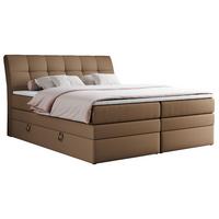 BOXSPRINGBETT GOLD-10 KING 200/200 Braun Kunstleder - H4 - Braun, Holz/Textil (200/200cm) - MKS