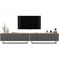 TV-SCHRANK 2-er Set Apollo2 Eiche wotan Graphit Matt 150 cm - Graphitfarben/Schwarz, Holzwerkstoff/Metall (300/53/35cm) - Meble Lindner