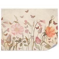 FOTOTAPETE für Kinderzimmer Wiesenblumen Aquarell Schmetterlinge Boho 450x315 - Beige/Rot, Papier (450/315cm) - Muralo