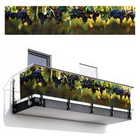 BALKON-SICHTSCHUTZ Trauben - Wein - Natur - Grün Deko XXL 500x110 cm - Weinrot, Kunststoff (500/110cm) - MuchoWow