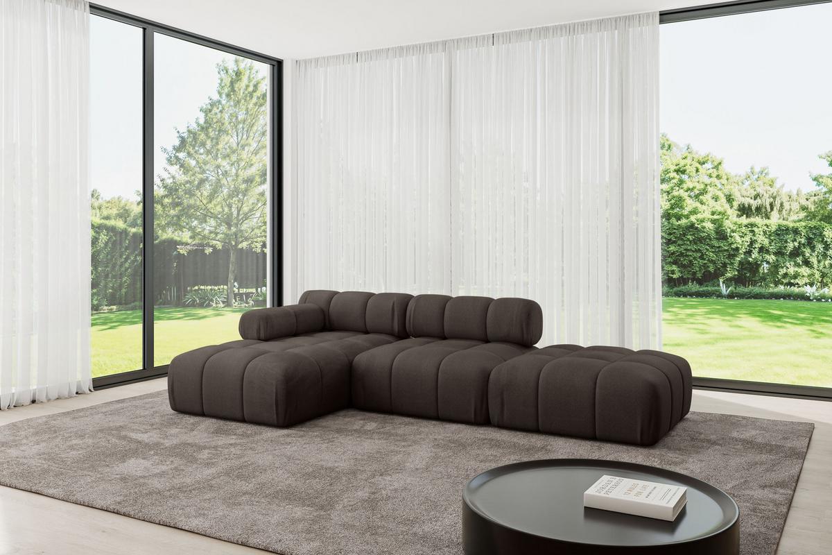 ECKSOFA modulares Sofa Lizur-L1 - 285x160x70 cm Braun Velours - Braun, Holzwerkstoff/Textil (285/160cm) - ALTDECOR