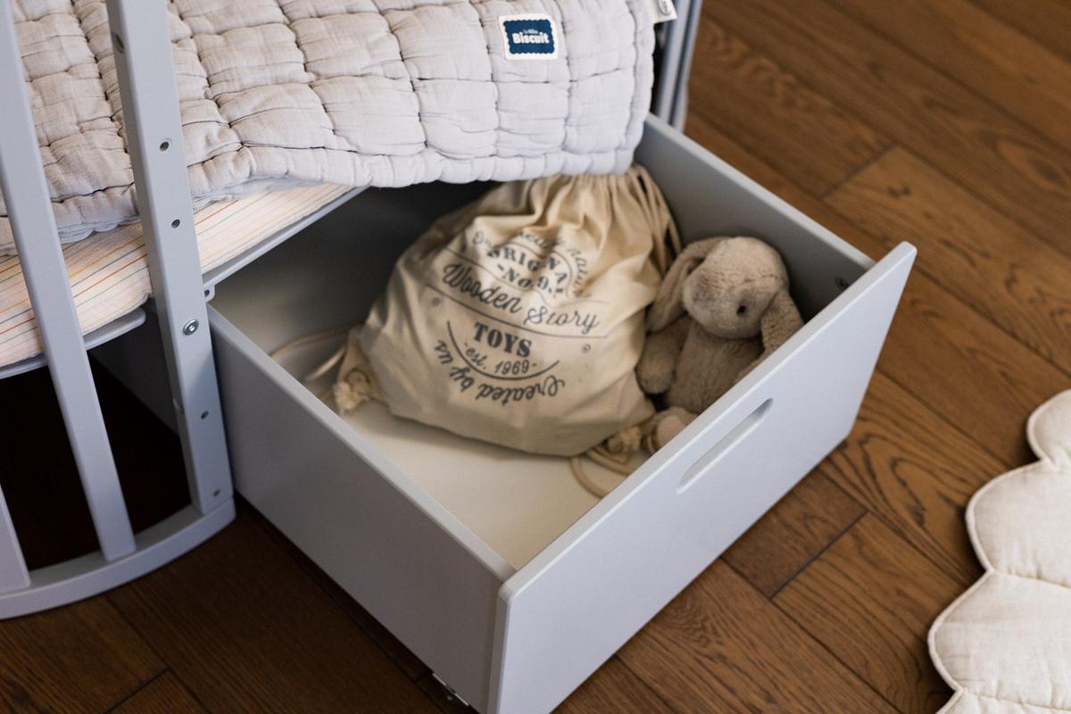 BABY Bett-Schublade - Grau, Holz - waldin