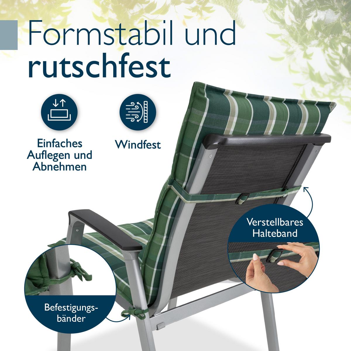 NIEDERLEHNER Sun-NL 105x50x8cm Grün-Kariert (5tlg) - Dunkelgrün, Textil (50/100cm) - Beautissu 