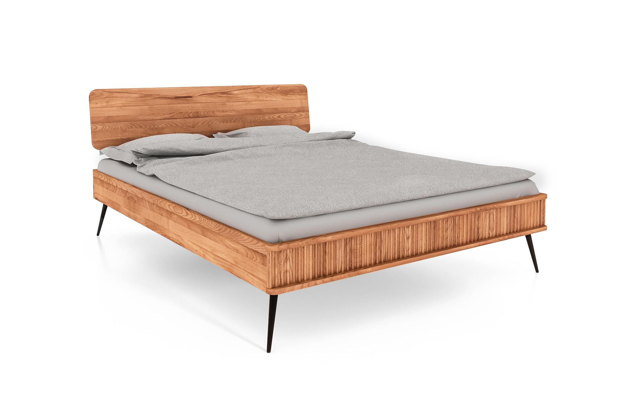 BETT LINA 1 100x190 Kernbuche - Schwarz/Kernbuche, Holz/Metall (100/190cm) - byoak
