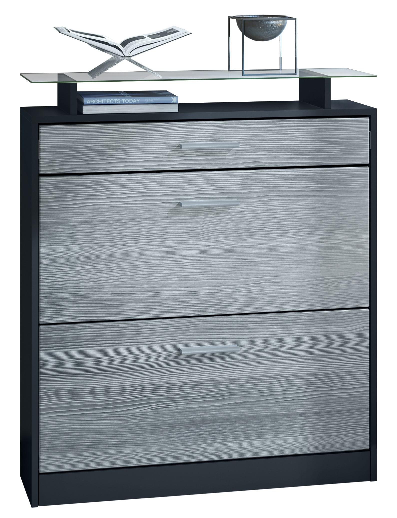 SCHUHSCHRANK Loret Front in Avola-Anthrazit - Anthrazit, Holzwerkstoff (89/104/23cm) - Vladon