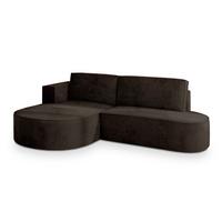 ECKSOFA CORTIO M L-S Braun Velours-Stoff mit Schlaffunktion - Braun/Grau, Holz/Kunststoff (265/174cm) - MASSENO