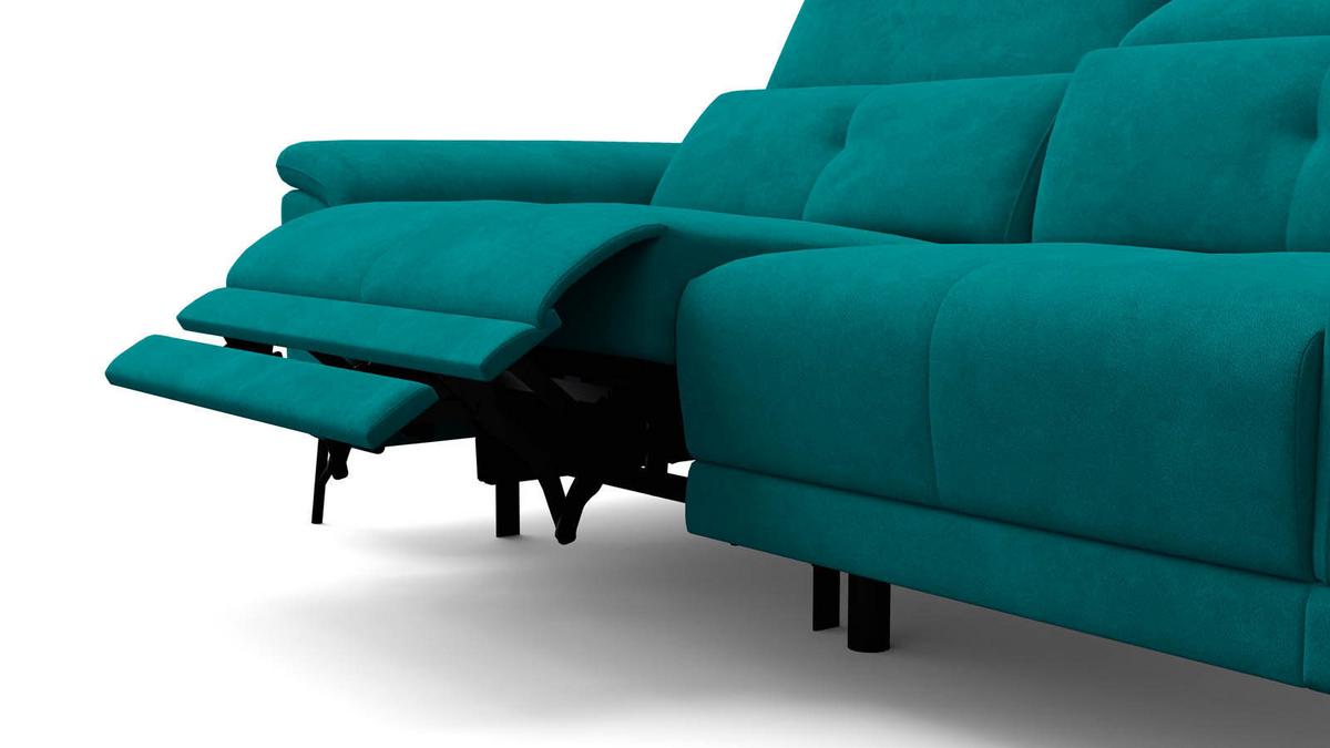 SOFA RELAX AVENA 3-Sitzer, dunkelgrüner Veloursstoff - Dunkelgrün/Schwarz, Holz/Textil (204/80/108cm) - Courtois Laville
