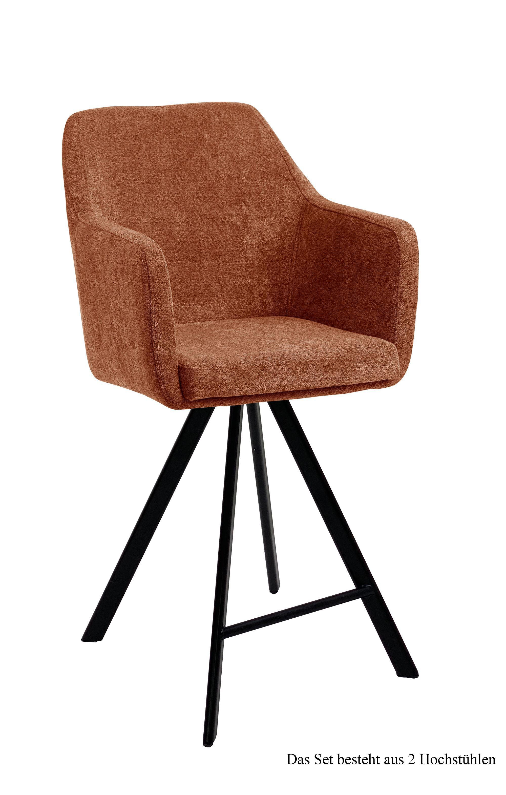 THEKENSTUHL drehbar (2er-Set) Diamond 57x104x60 Schwarz/Cognac - Cognac/Schwarz, Kunststoff (60/104/57cm) - 58aufmkessel