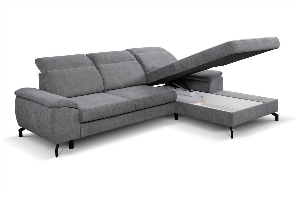 ECKSOFA Margit Mit Schlaffunktion - Grau, Holzwerkstoff/Textil (276/184cm) - Fun Möbel