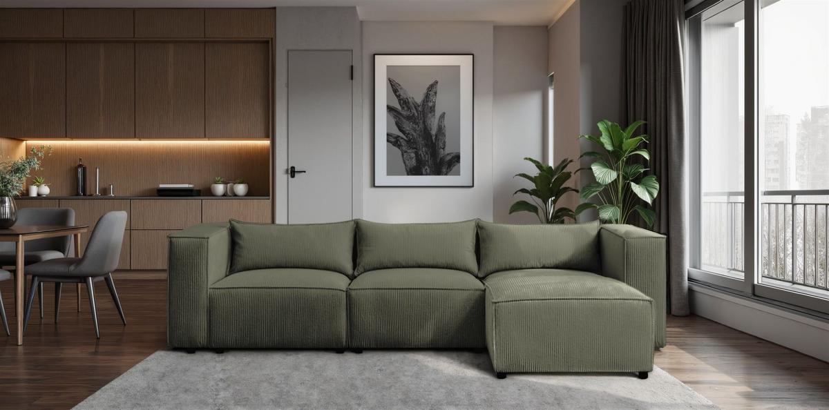 ECKSOFA Nevio - Grün, Holzwerkstoff/Textil (290/185cm) - Fun Möbel