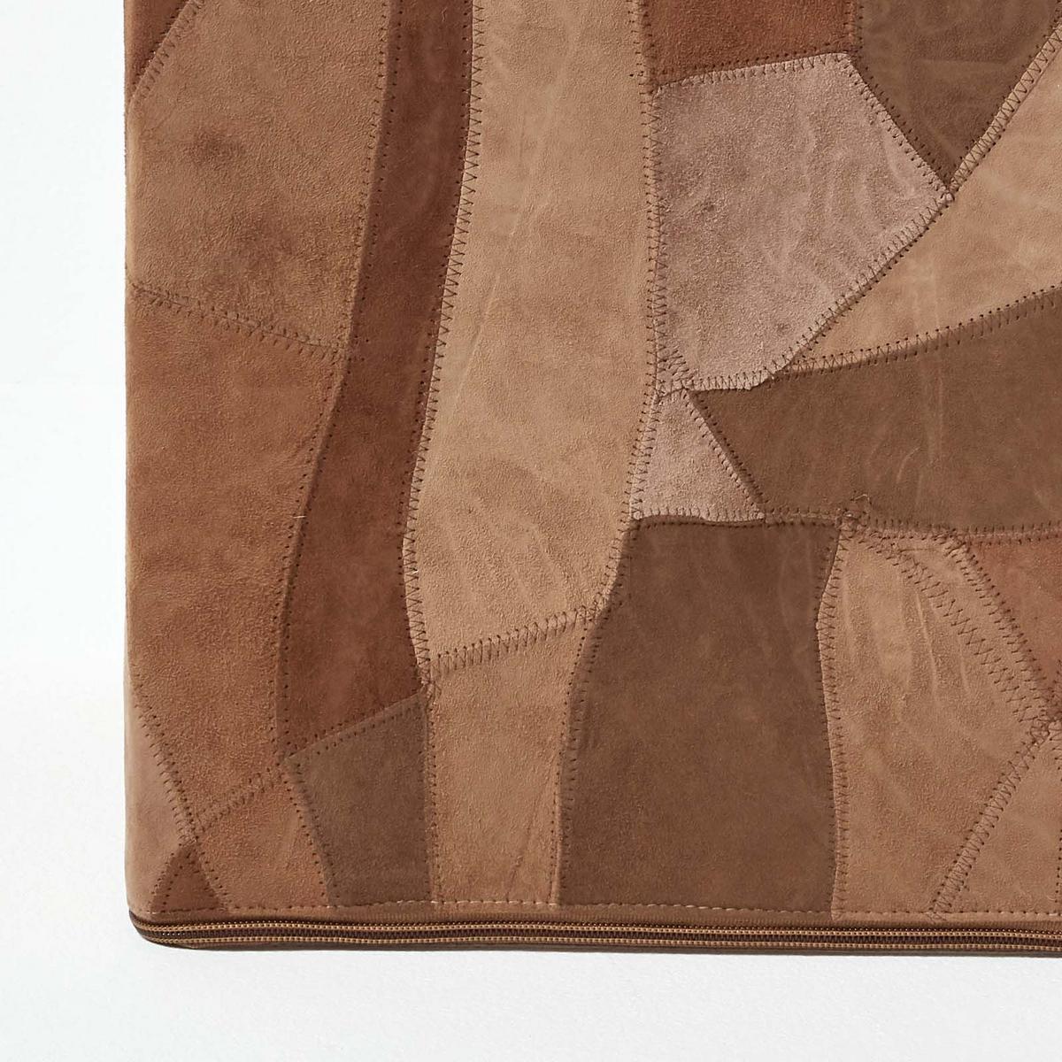 PATCHWORK-HOCKER Leder braun, Sitzwürfel 36/36/38 cm - Braun, Leder (36/38/36cm) - Homescapes