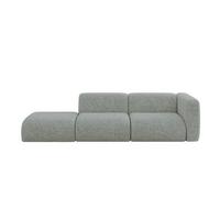 SOFA Ottomane Rechts MIRA-S3 296x89x70 Grün Velours - Schwarz/Hellgrün, Holzwerkstoff/Kunststoff (296/70/89cm) - ALTDECOR