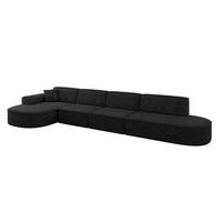 ECKSOFA Ottomane Links MARI-L3 - 413x171x79 cm Schwarz Velours - Schwarz, Holzwerkstoff/Kunststoff (413/171cm) - ALTDECOR