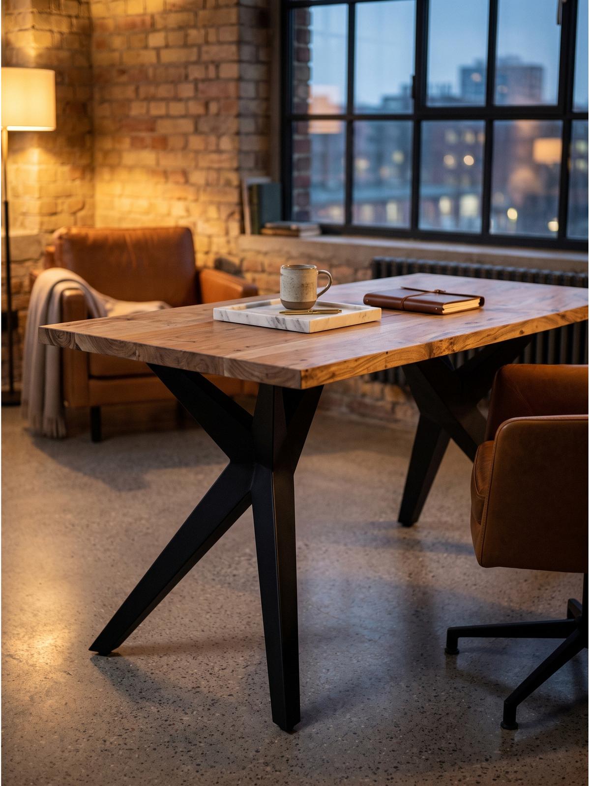 SCHREIBTISCH BLAVET, Akazie Massivholz, Akazie-Schwarz, 180 x 90 x 76 cm - Schwarz/Akaziefarben, Holz/Metall (90/180/76cm) - KADIMA DESIGN