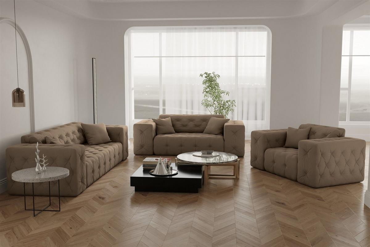 ECKSOFA Chantal - Taupe, Holzwerkstoff/Textil (246/246cm) - Fun Möbel