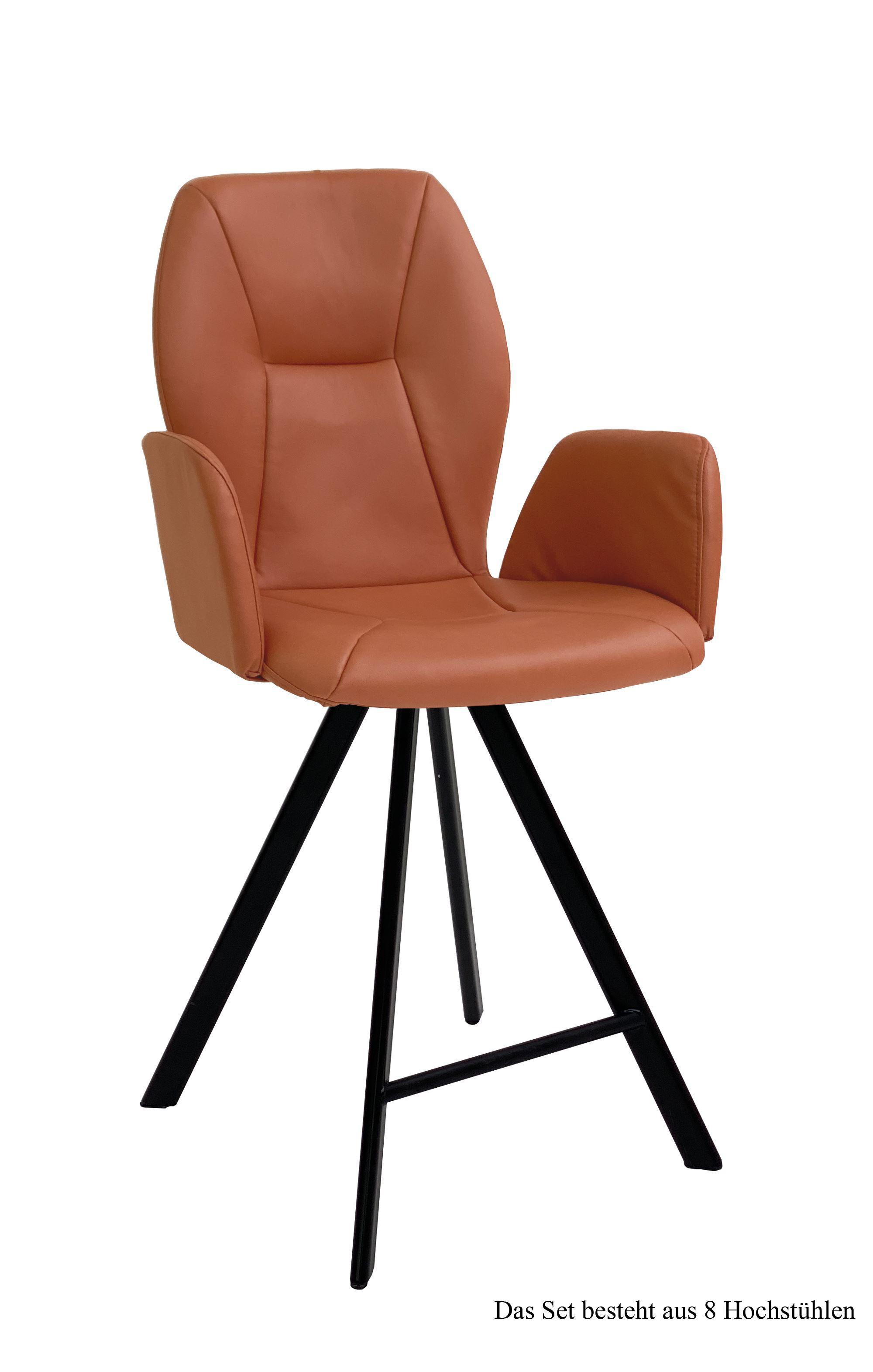 THEKENSTUHL drehbar (8er-Set) Diarria 58x109x60 Schwarz/Cognac - Cognac/Schwarz, Kunststoff (60/109/58cm) - 58aufmkessel