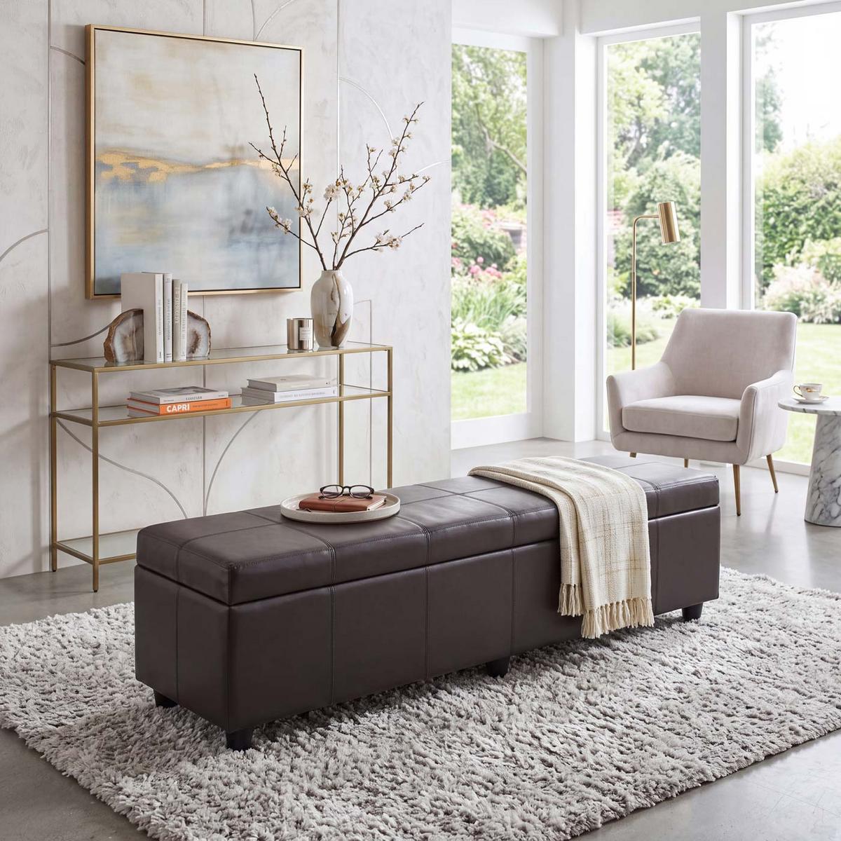 SITZBANK MIT AUFBEWAHRUNG XXL Braun - Braun, Leder (180/45/45cm) - MCW