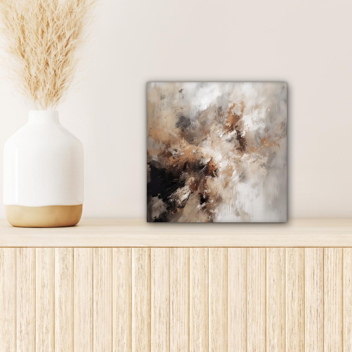 LEINWANDBILD Farbe - Abstrakt - Beige - Kunst Deko Wohnzimmer 20x20 cm - Greige, Textil (20/20cm) - MuchoWow