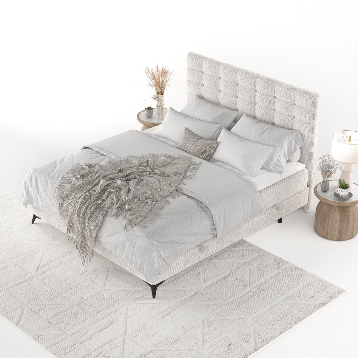 BOXBETT Niro 140/200 cm Creme im Bonita Stoff - Creme/Schwarz, Holz/Holzwerkstoff (140/200cm) - AltaBeds