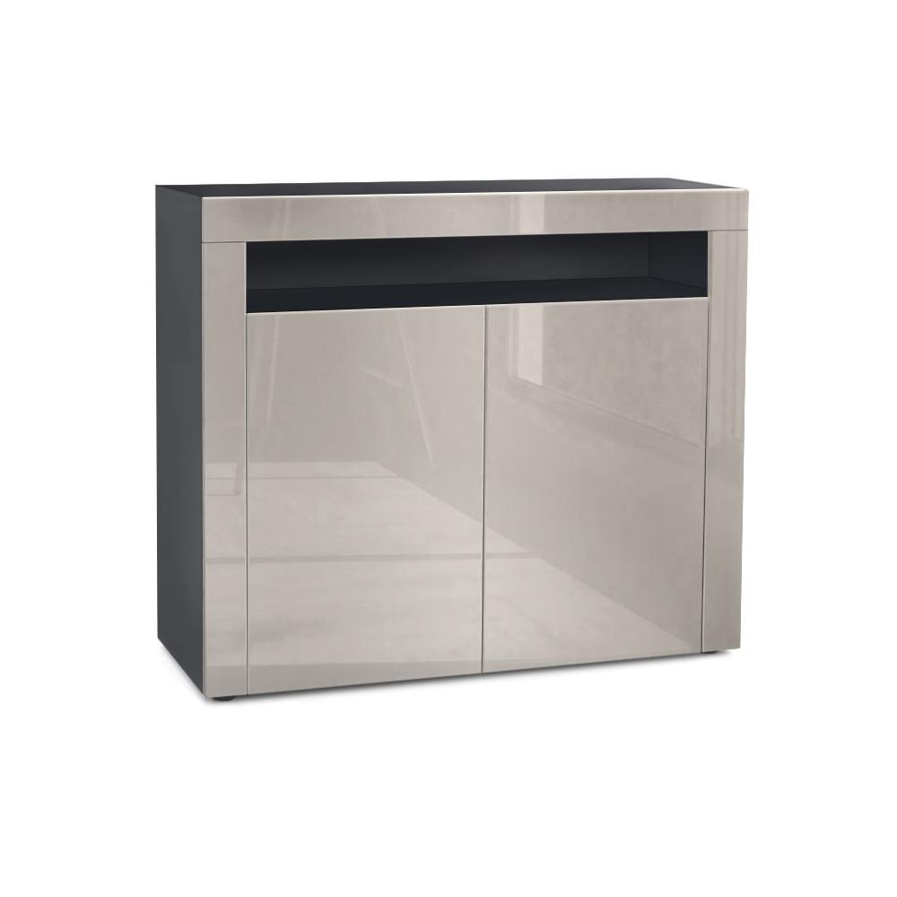 KOMMODE Valencia Sandgrau Hochglanz / Sandgrau Hochglanz - Sandfarben, Holzwerkstoff (108/92/40cm) - Vladon