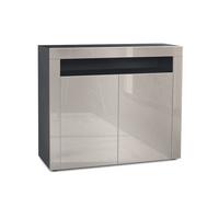 KOMMODE Valencia Sandgrau Hochglanz / Sandgrau Hochglanz - Sandfarben, Holzwerkstoff (108/92/40cm) - Vladon