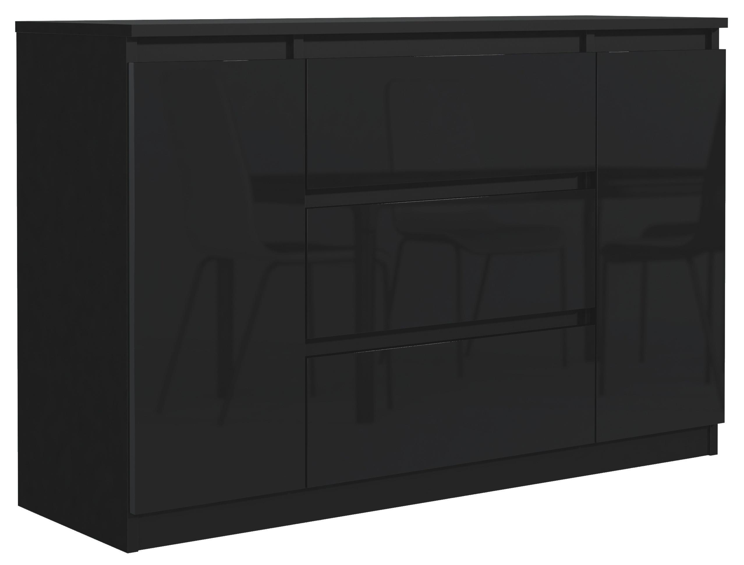 KOMMODE Schwarz, Hochglanz 120/79/39 - Schwarz Hochglanz/Schwarz, Holzwerkstoff (120/79/39cm) - RAUMHIRSCH FURNITURE
