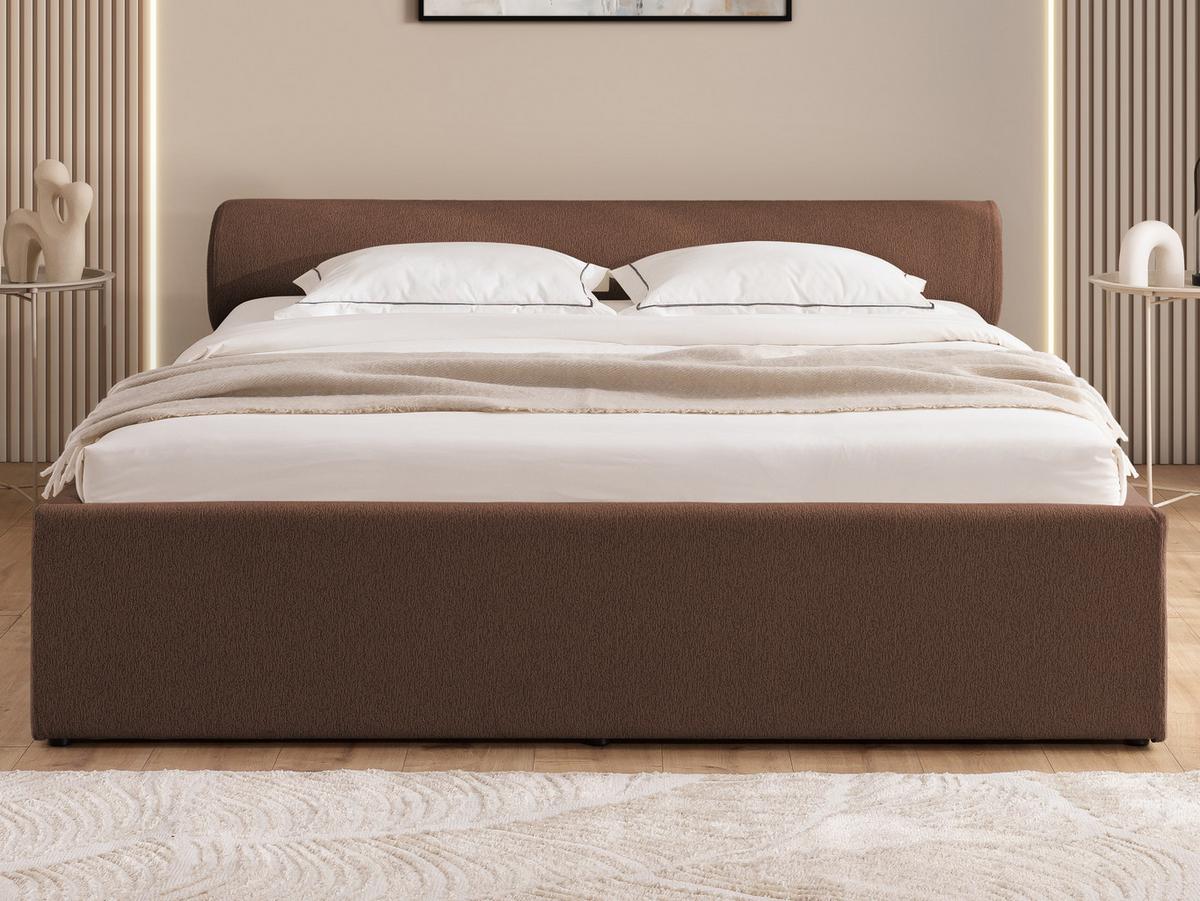POLSTERBETT 200/200 cm Josy im Designer-Look mit Bettkasten und Lattenrost aus Braun Chenille-Stoff - Schwarz/Braun, Holz/Kunststoff (200/200cm) - S-Style Möbel