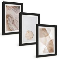 BILDER SET 3er Set - 20x30 cm Schwarzer Rahmen - Designerabstraktion der Natur - Schwarz, Kunststoff (20/30cm) - TULUP