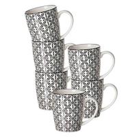 HENKELBECHER Takeo Leaves schwarz-weiß 350 ml 6er Set - Schwarz/Weiß, Keramik (0.35L) - Ritzenhoff Breker