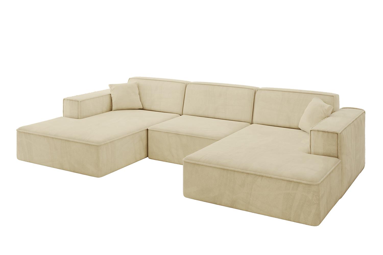 WOHNLANDSCHAFT IREA-U1-v4 - 301x165x77 cm Beige - Taupe, Holzwerkstoff/Textil (301/77/165cm) - ALTDECOR