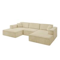 WOHNLANDSCHAFT IREA-U1-v4 - 301x165x77 cm Beige - Taupe, Holzwerkstoff/Textil (301/77/165cm) - ALTDECOR