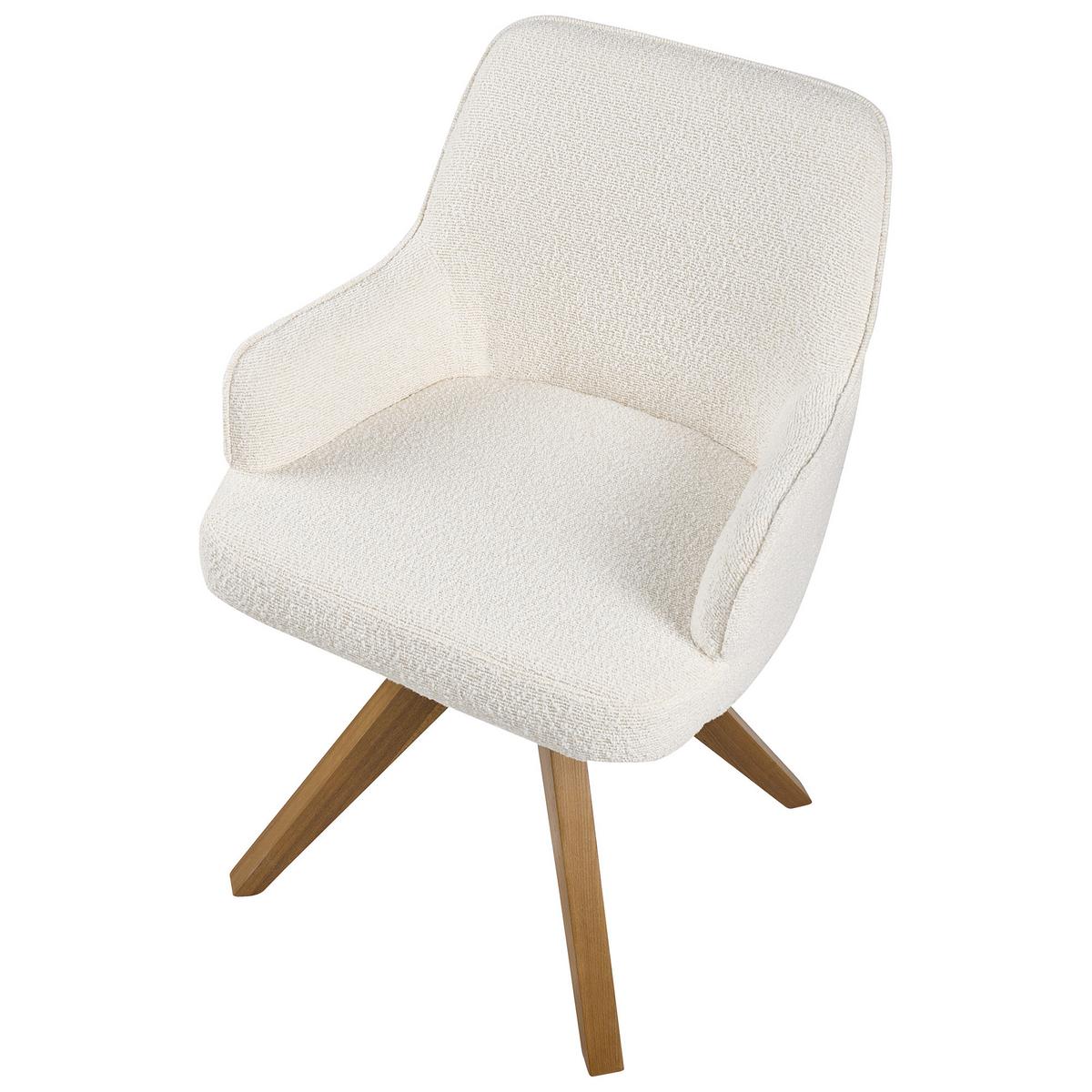 ESSZIMMERSTUHL 2er Set drehbar Bouclé Cremeweiß Sylvania - Creme, Holz/Textil (64/83/64cm) - Beliani