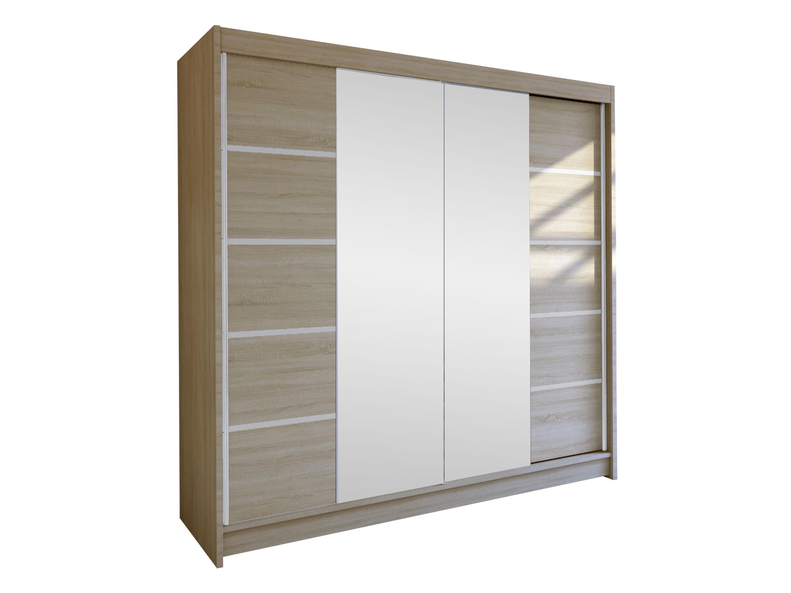 SCHWEBETÜRENSCHRANK Talin V - Silberfarben/Sonoma Eiche, Holzwerkstoff/Metall (180/215/58cm) - MIRJAN24