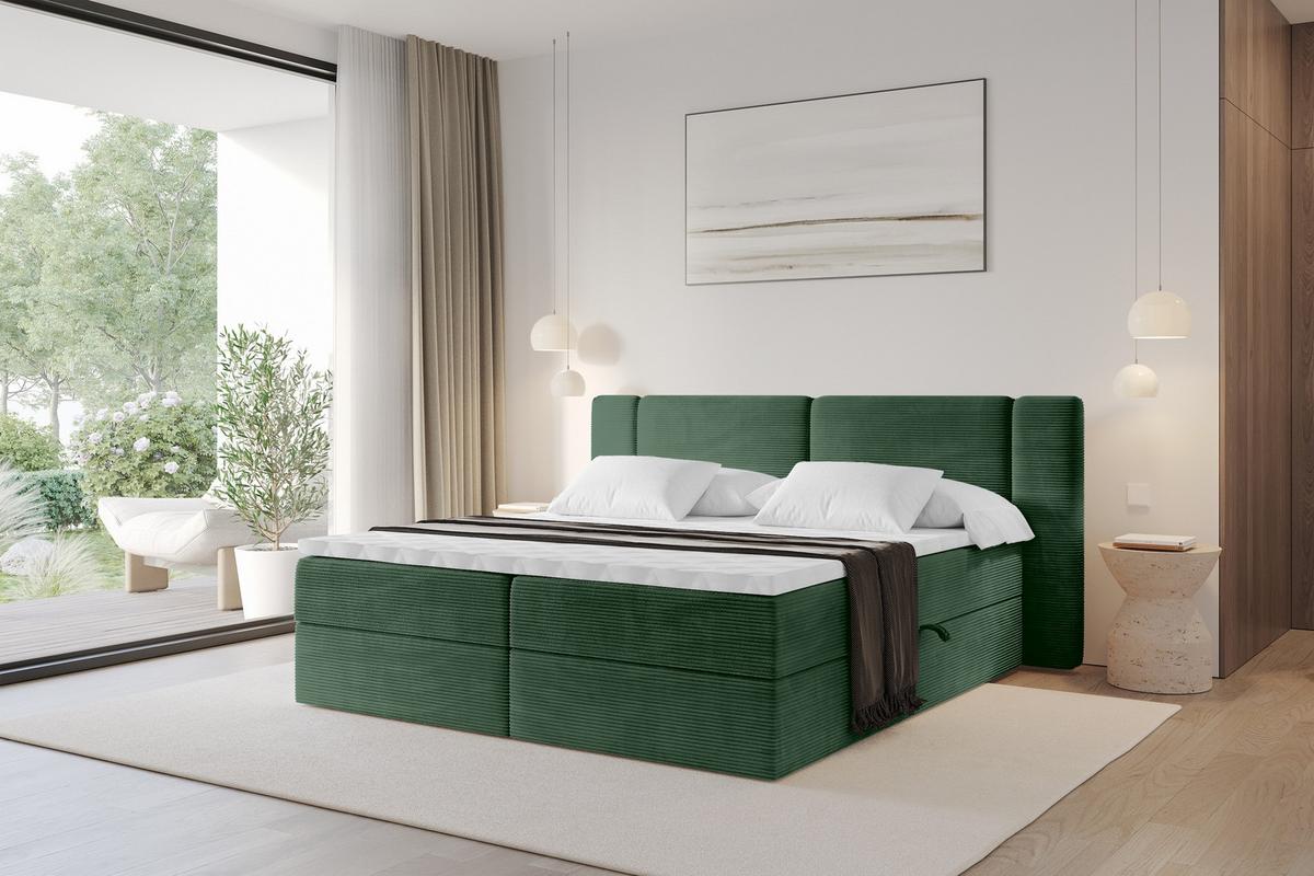 BOXBETT mit Matratze H4 - EVON - 180x200 cm Grün - Grün, Holzwerkstoff (180/200cm) - ALTDECOR