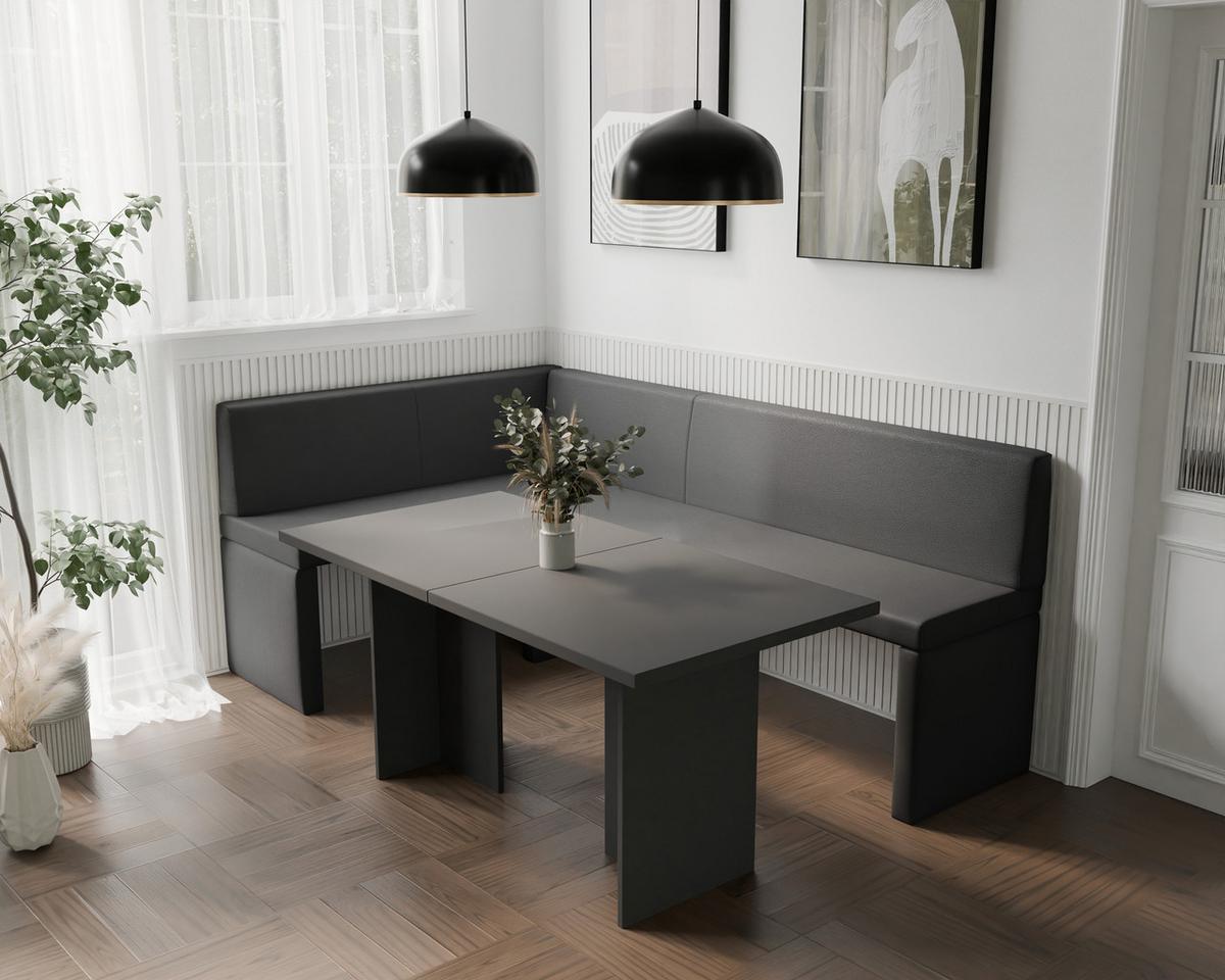 ECKBANK links OWEN Kunstleder, 142/196 cm Anthrazit - Anthrazit, Holz/Kunststoff (142/196cm) - Idohome
