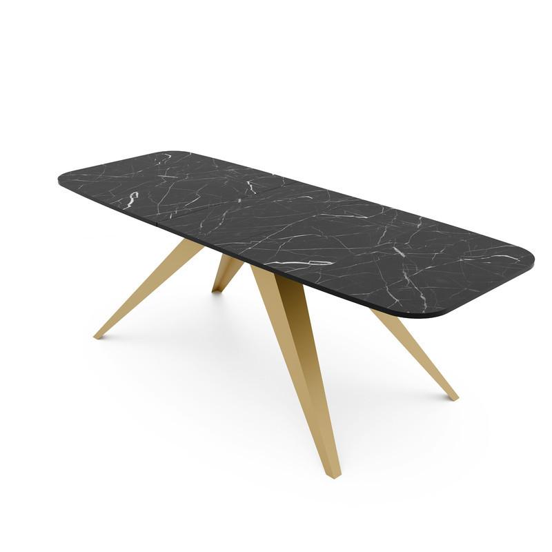 AUSZIEHTISCH FENTO 160/80/76 cm, Gold / Grigia Pietra (Steingrau) - Goldfarben/Grau, Holzwerkstoff/Metall (80/160/76cm) - Idohome