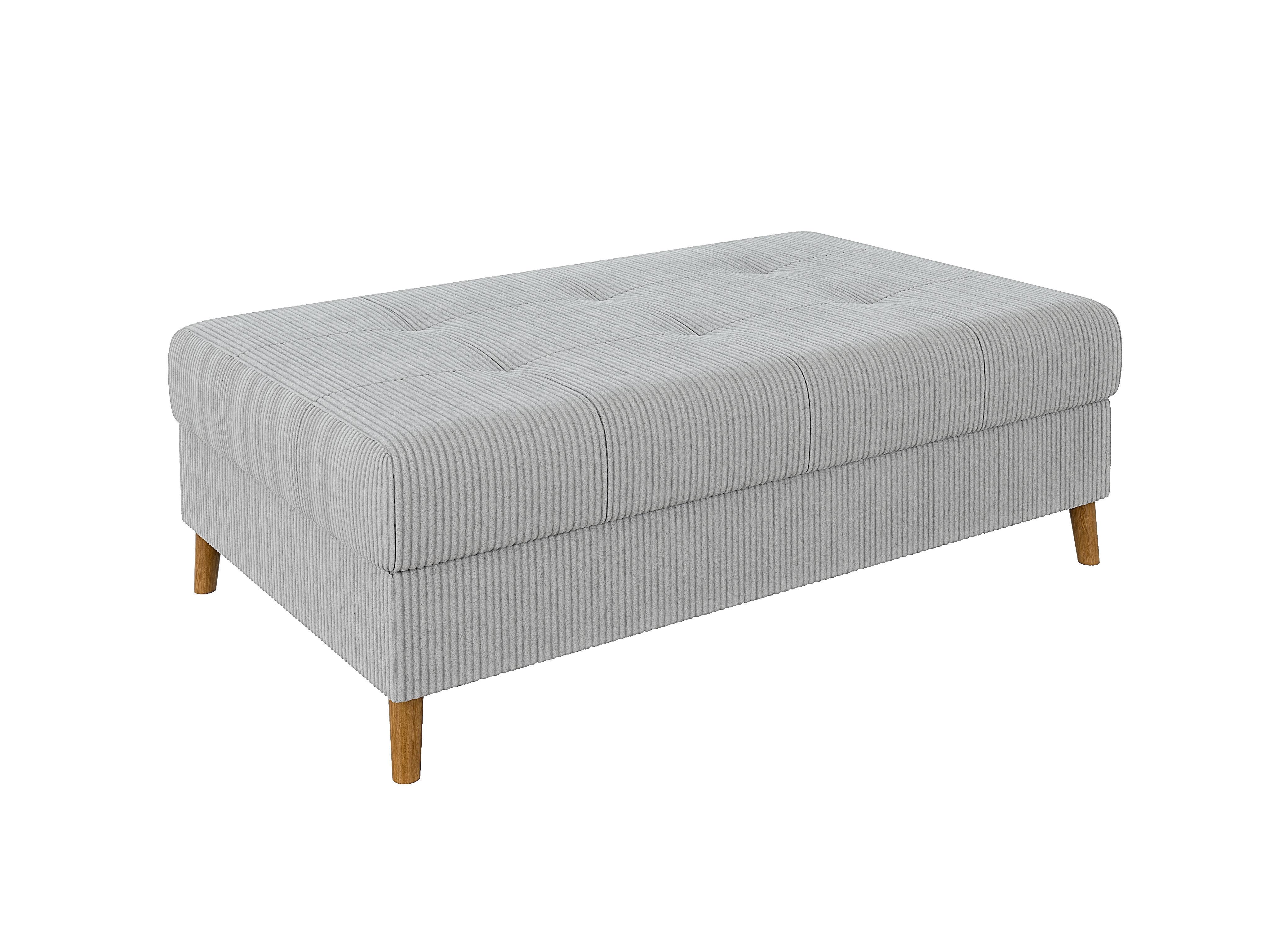 HOCKER Alma Hellgrau Cord - Hellgrau/Braun, Holz/Textil (118/40/73cm) - S-Style Möbel