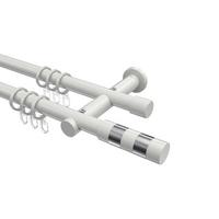 GARDINENSTANGE Platon Mavell 140 cm, 2-läufig, 20 mm Ø Weiß - Chromfarben/Weiß, Metall (140cm) - INTERDECO