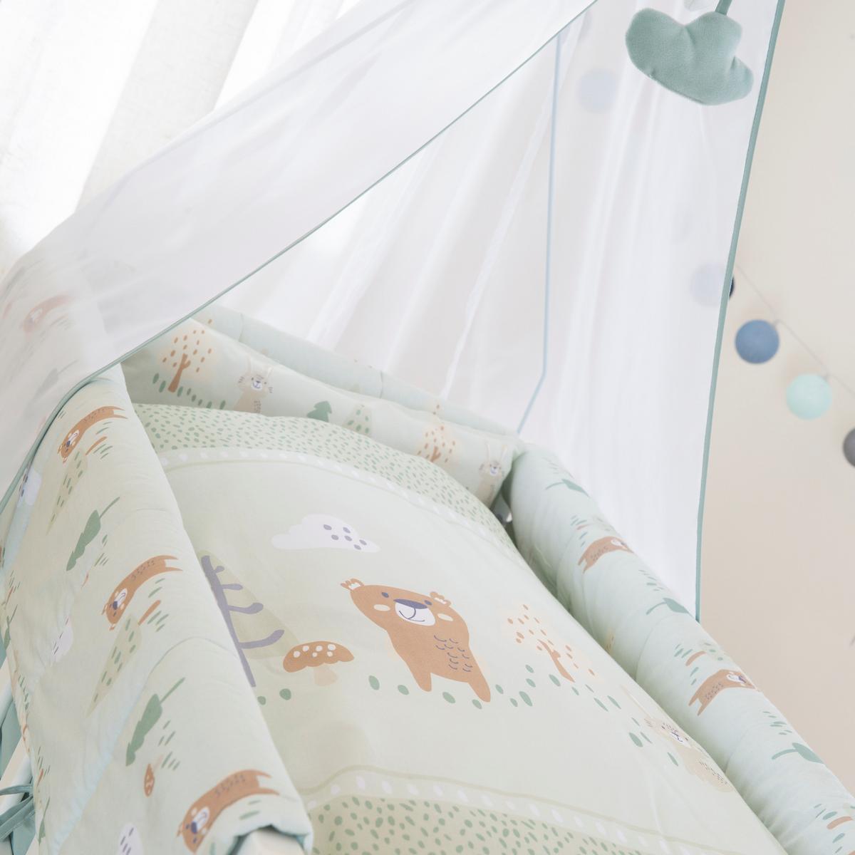 BEISTELLBETT Woodland Buddies 4in1 Set 90 x 45 cm - Weiß/Hellgrün, Holzwerkstoff/Textil (45/90cm) - Roba