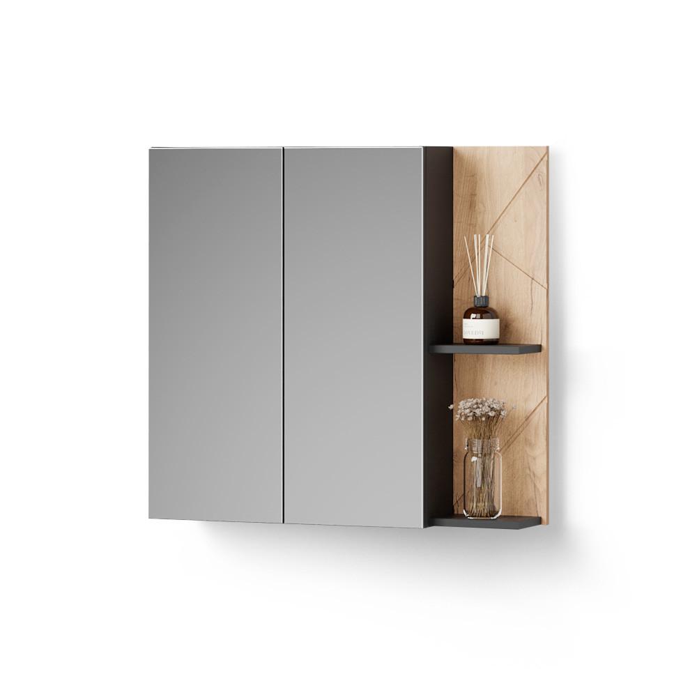 SPIEGELSCHRANK Ronco Anthrazit/Goldkraft Eiche 80 x 75 cm - Honigeiche/Anthrazit, Holzwerkstoff (80/75/17.2cm) - Livinity®