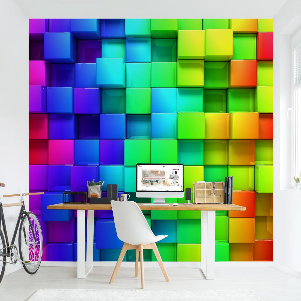 FOTOTAPETE 3D Würfel 192/192 cm - Multicolor, Papier (192/192cm) - Bilderwelten